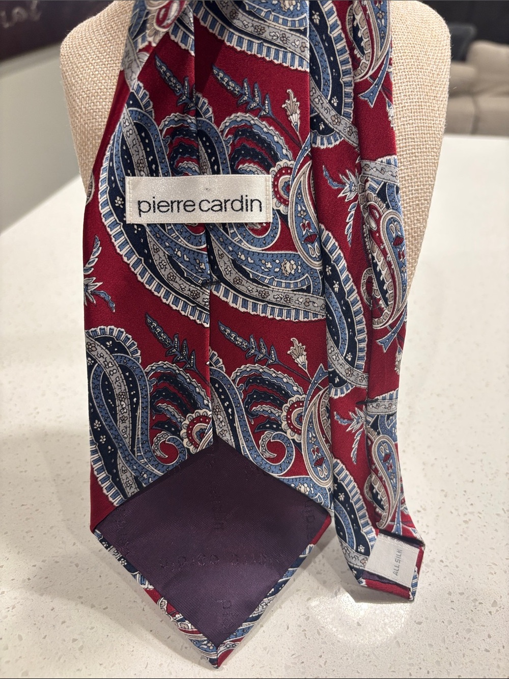 Pierre Cardin Red and Navy Paisley Silk Tie